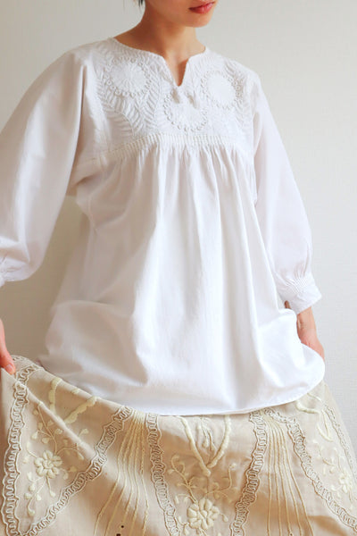 70s All White Embroidered Mexican Blouse