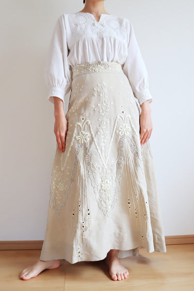 70s All White Embroidered Mexican Blouse