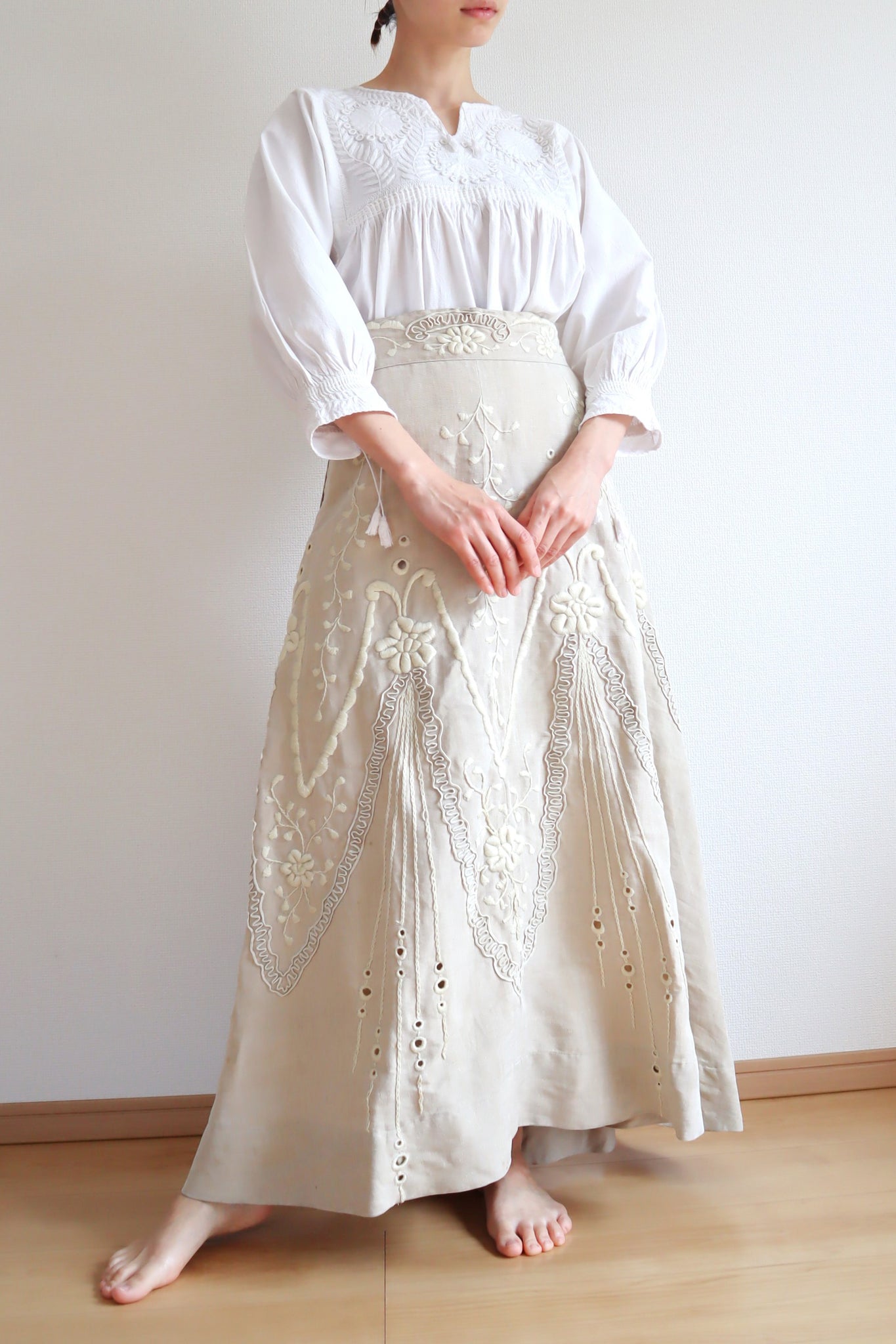 70s All White Embroidered Mexican Blouse