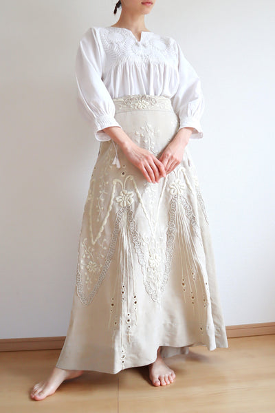 1900s Edwardian Linen Skirt