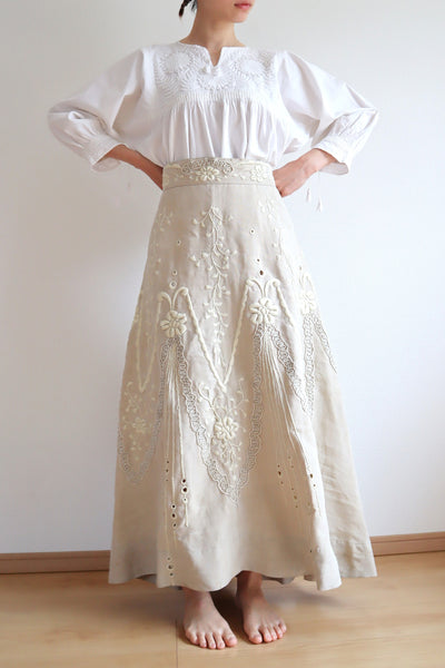 1900s Edwardian Linen Skirt