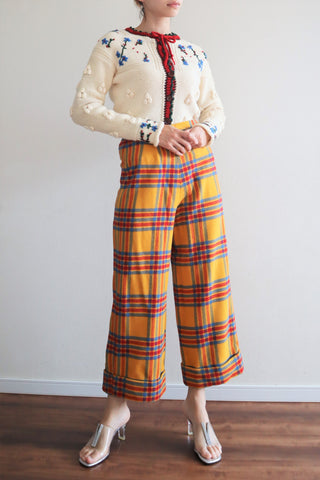 60s Hand Made Plaid Wool Pants