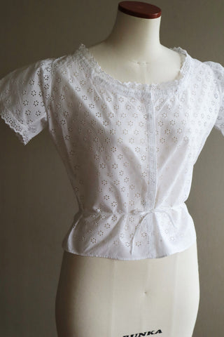 1920s French Eyelet Lace Blouse