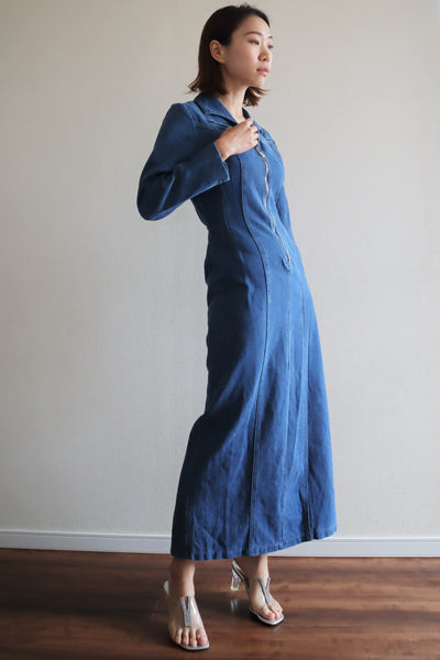 80s Long Denim Dress