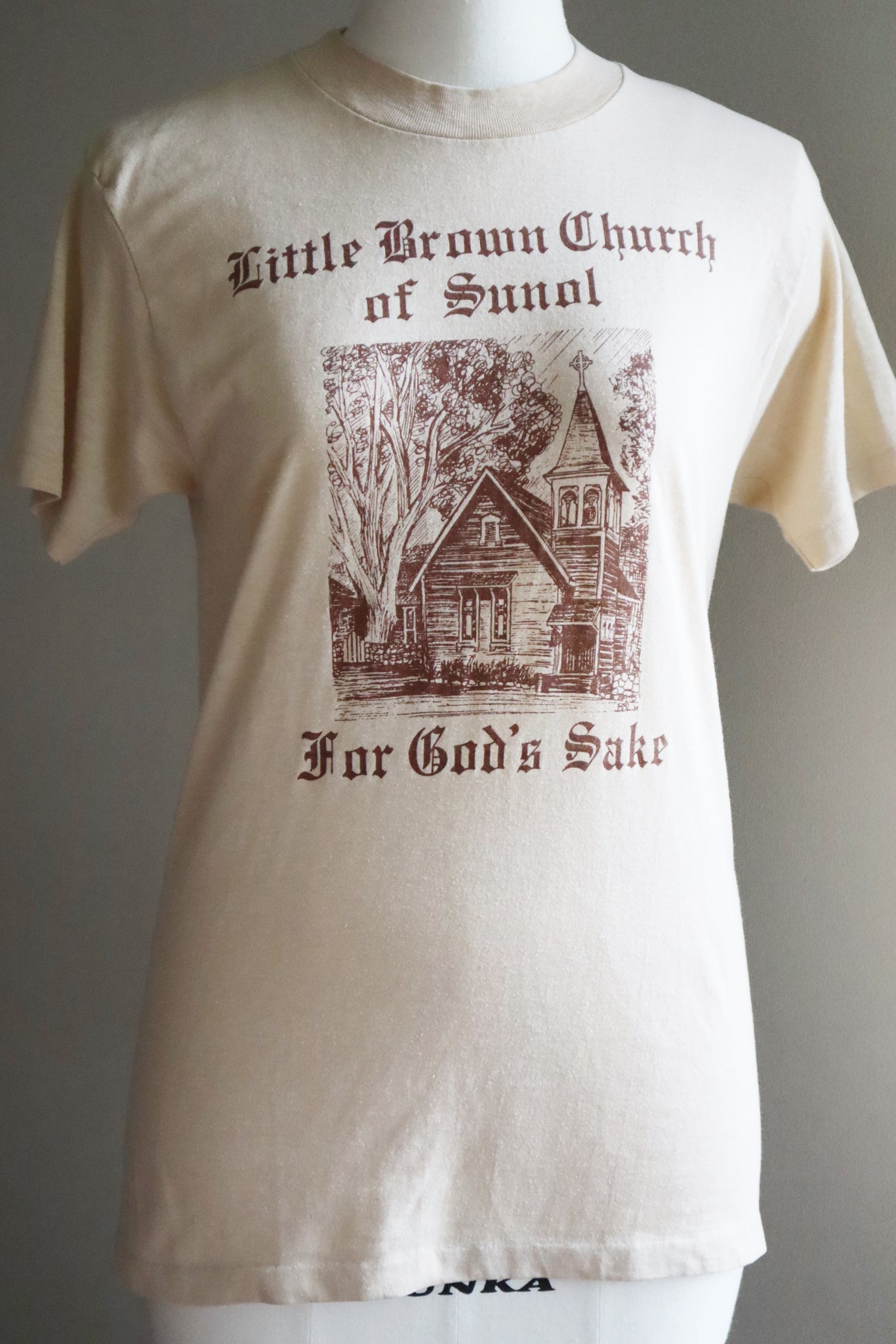 80s Brown Church Print T-shirt