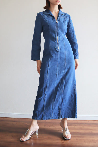 80s Long Denim Dress
