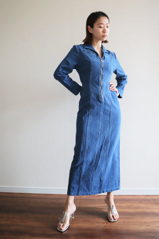 80s Long Denim Dress