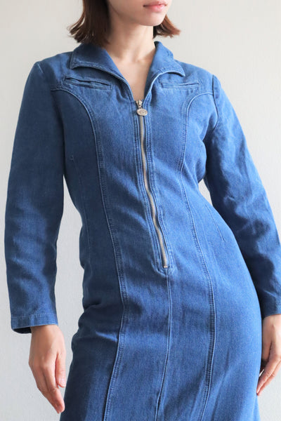 80s Long Denim Dress