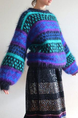 80s Hand Knit Fluffy Mohair Sweater