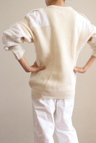 German Army Vintage White Command Wool Sweater