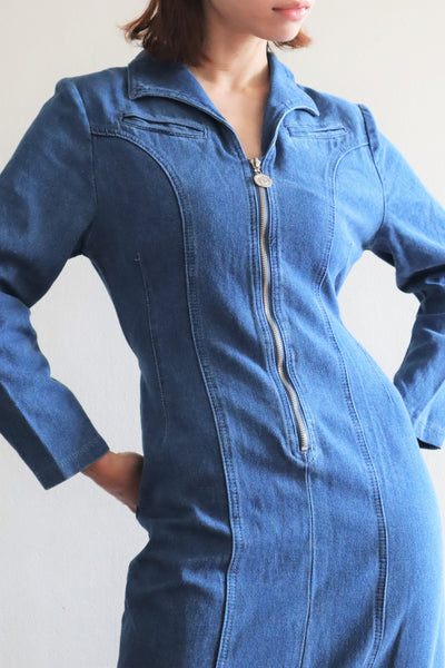 80s Long Denim Dress
