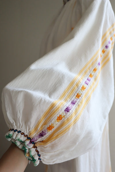 70s Gradient Hand Crochet Embroidered Dress