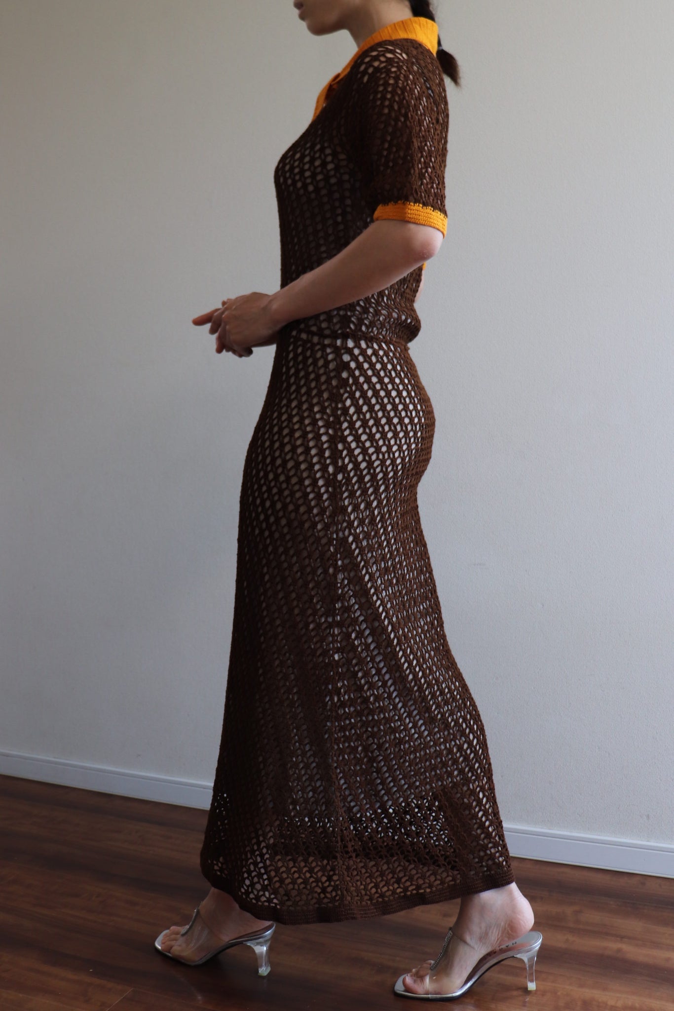 30s Handmade Crochet Maxi Knit Dress