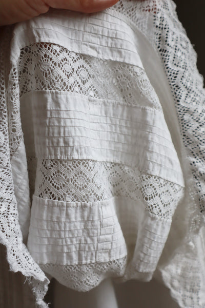 1900s Edwardian White Cotton Lace Skirt Size L