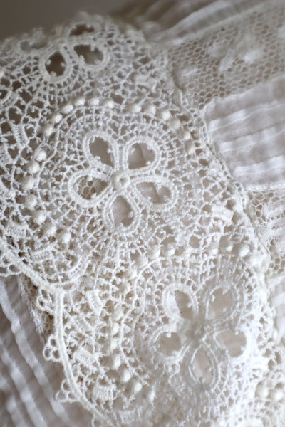 1910s~1920s Edwardian  Lace Insertions Tunic Blouse Size S