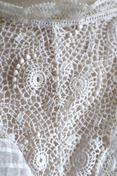 1910s~1920s Edwardian  Lace Insertions Tunic Blouse Size S