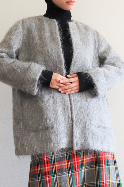 80s Scottish Gray Mohair Short Jacket