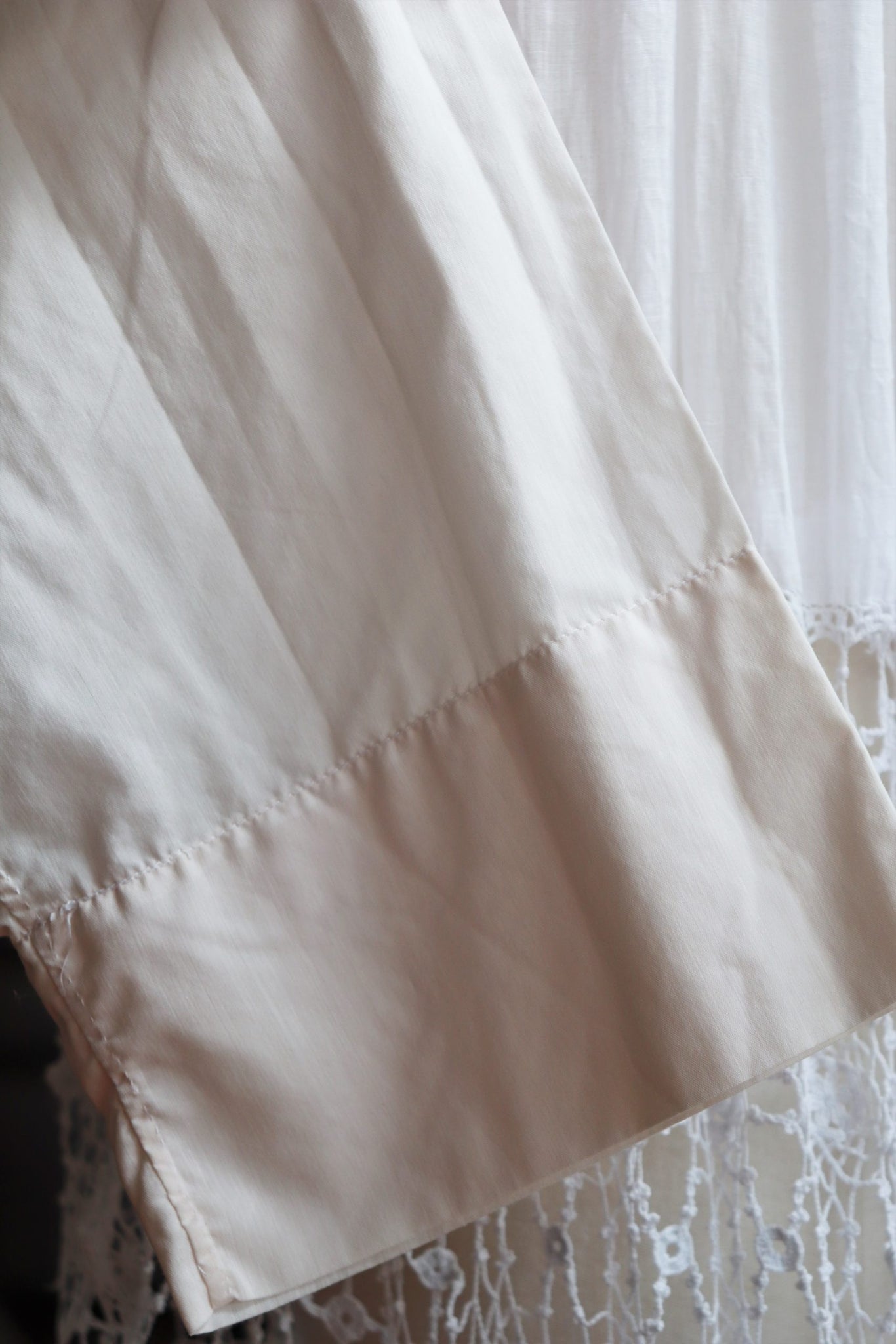 Antique Church Linen Smock Dress Pale Peach Sleeve