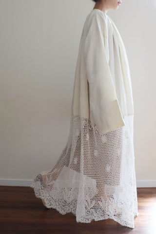 Antique Church Linen Smock Dress Ivory