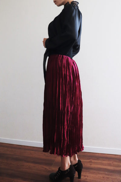 Vintage Pleats silk Long Skirt