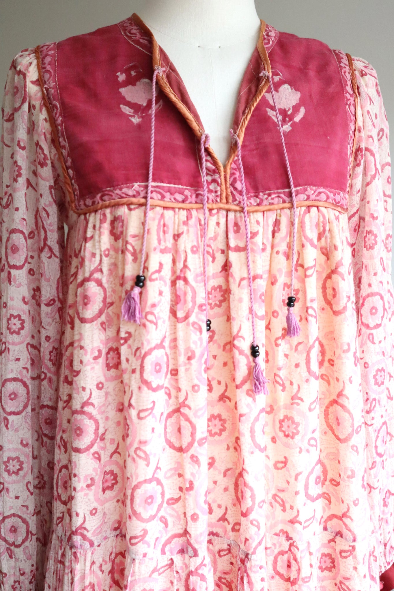 70s Indian Cotton Gauze Long Dress