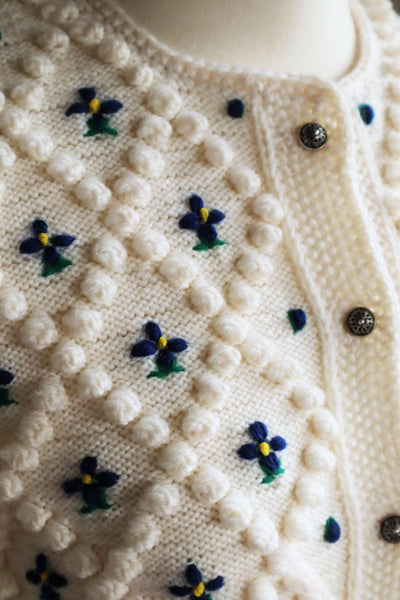 70s Hand Knit Off White Austrian Cardigan