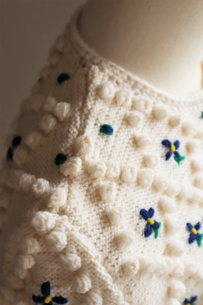 70s Hand Knit Off White Austrian Cardigan