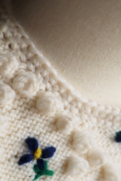 70s Hand Knit Off White Austrian Cardigan