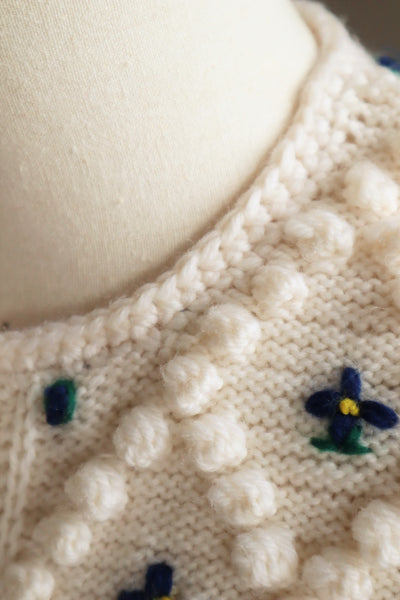 70s Hand Knit Off White Austrian Cardigan