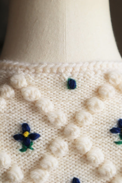 70s Hand Knit Off White Austrian Cardigan