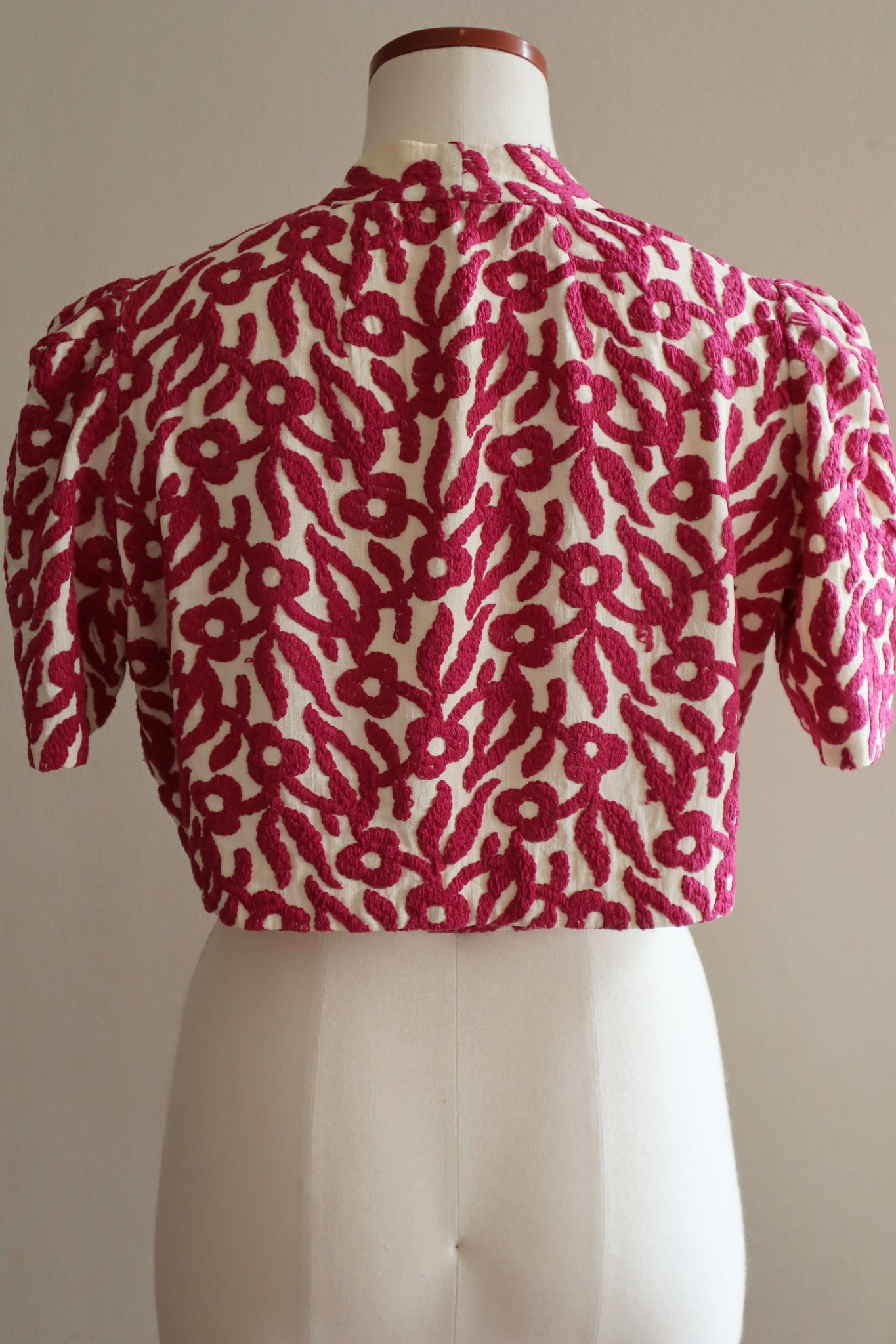 1940s Embroidered Bolero With Matching Tie Belt