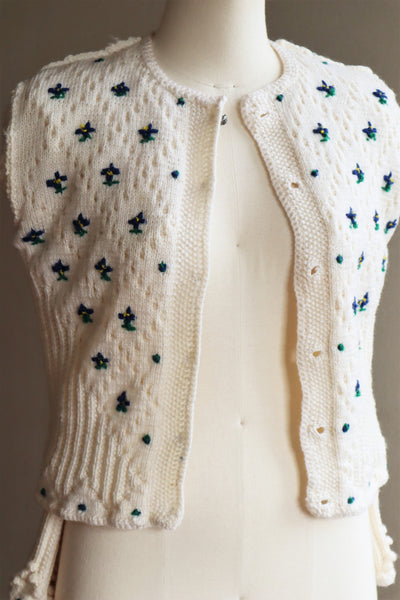 70s Hand Knit Off White Austrian Cardigan