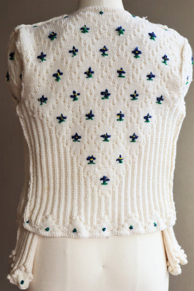 70s Hand Knit Off White Austrian Cardigan