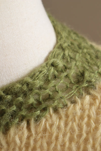 60s Flower Embroidery Hand Knit Mohair Cardigan