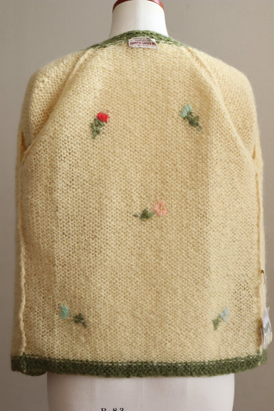 60s Flower Embroidery Hand Knit Mohair Cardigan