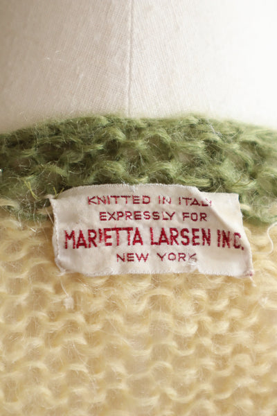 60s Flower Embroidery Hand Knit Mohair Cardigan