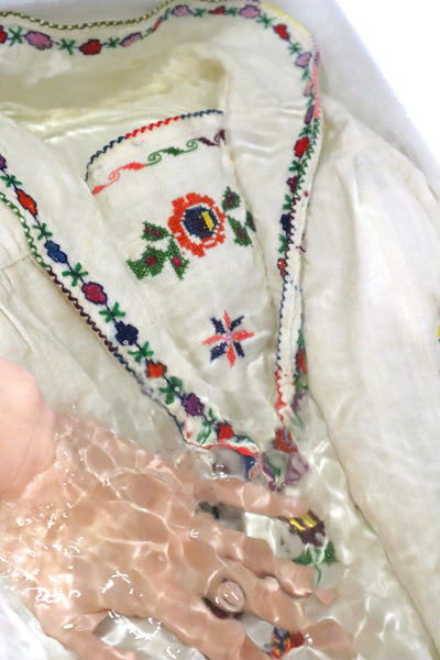 1920s~1930s Hand Woven Linen Embroidered Folk Art Blouse