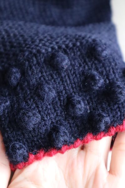 80s 🌹 Hand Knit Navy German Folk Cardigan