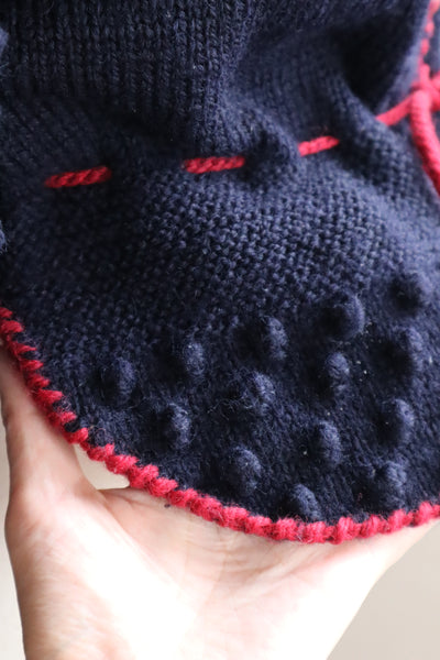 80s 🌹 Hand Knit Navy German Folk Cardigan