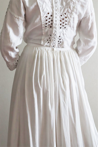 1900s Edwardian White Cotton Lace Skirt Size L