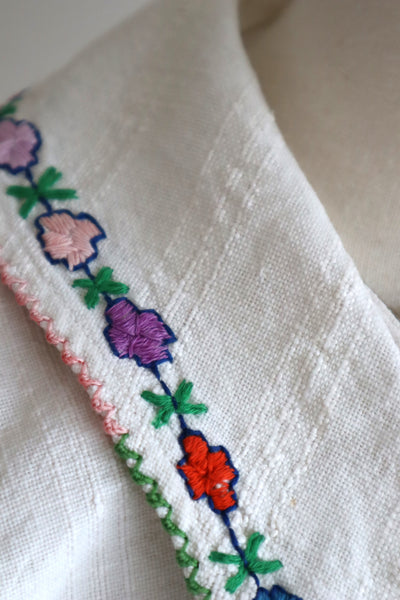 1920s~1930s Hand Woven Linen Embroidered Folk Art Blouse