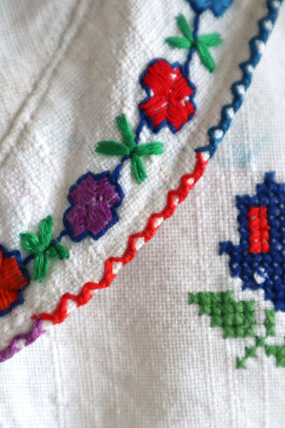 1920s~1930s Hand Woven Linen Embroidered Folk Art Blouse