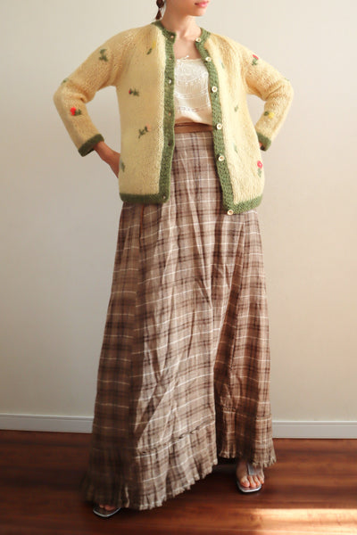 60s Flower Embroidery Hand Knit Mohair Cardigan