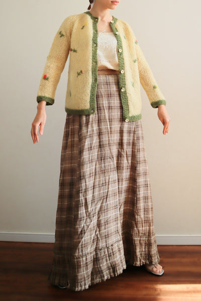60s Flower Embroidery Hand Knit Mohair Cardigan