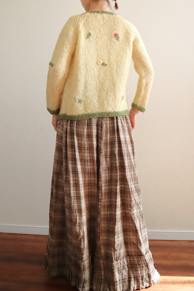 60s Flower Embroidery Hand Knit Mohair Cardigan