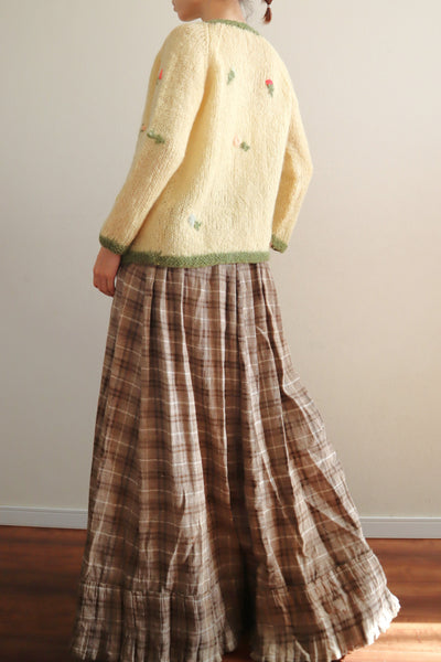 60s Flower Embroidery Hand Knit Mohair Cardigan