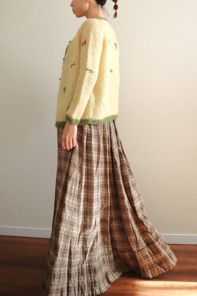 60s Flower Embroidery Hand Knit Mohair Cardigan