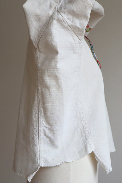 1920s~1930s Hand Woven Linen Embroidered Folk Art Blouse