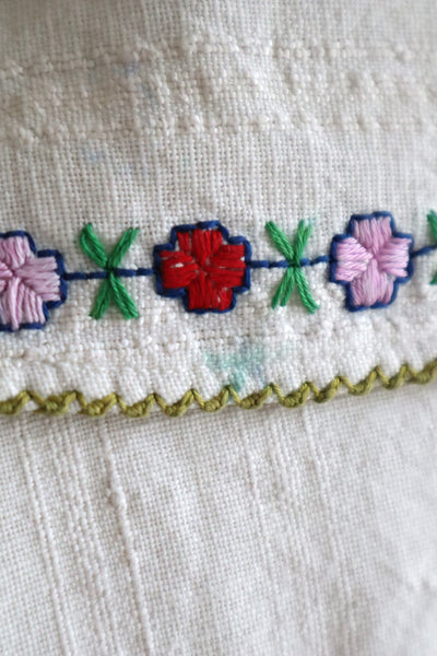 1920s~1930s Hand Woven Linen Embroidered Folk Art Blouse