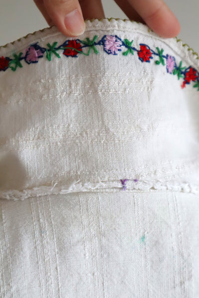 1920s~1930s Hand Woven Linen Embroidered Folk Art Blouse